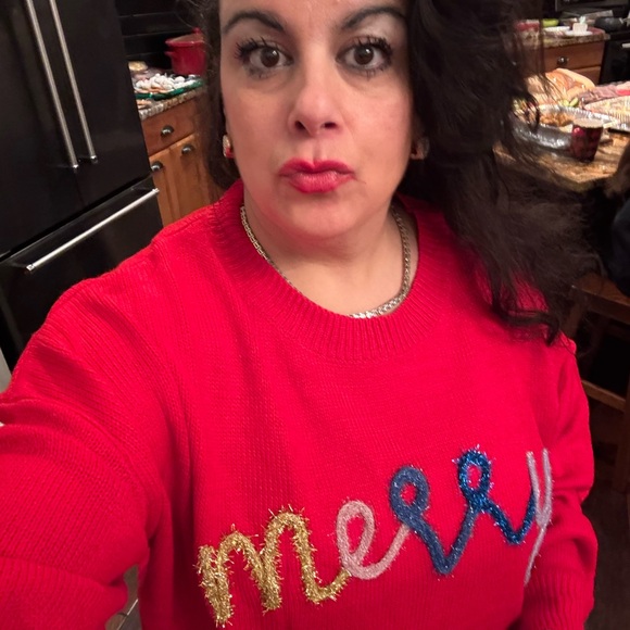 Festive Red 'Merry' Crew Neck Sweater - Picture 5 of 6